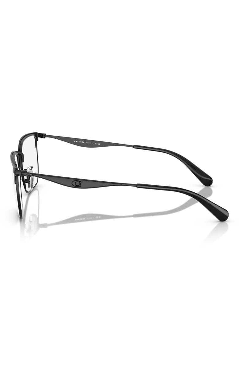 COACH 57mm Rectangular Optical Glasses, Alternate, color, Satin Black / Demo Lens