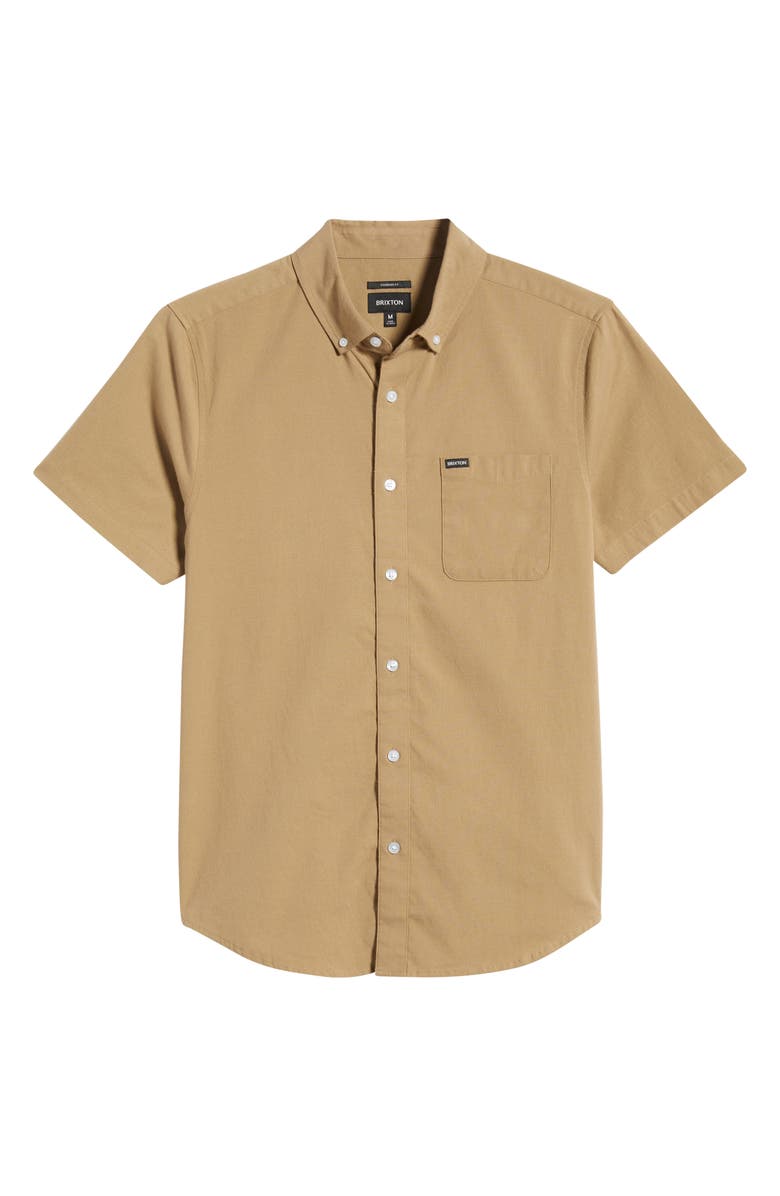 Brixton Sanford Short Sleeve Oxford Button-Down Shirt, Alternate, color, Khaki