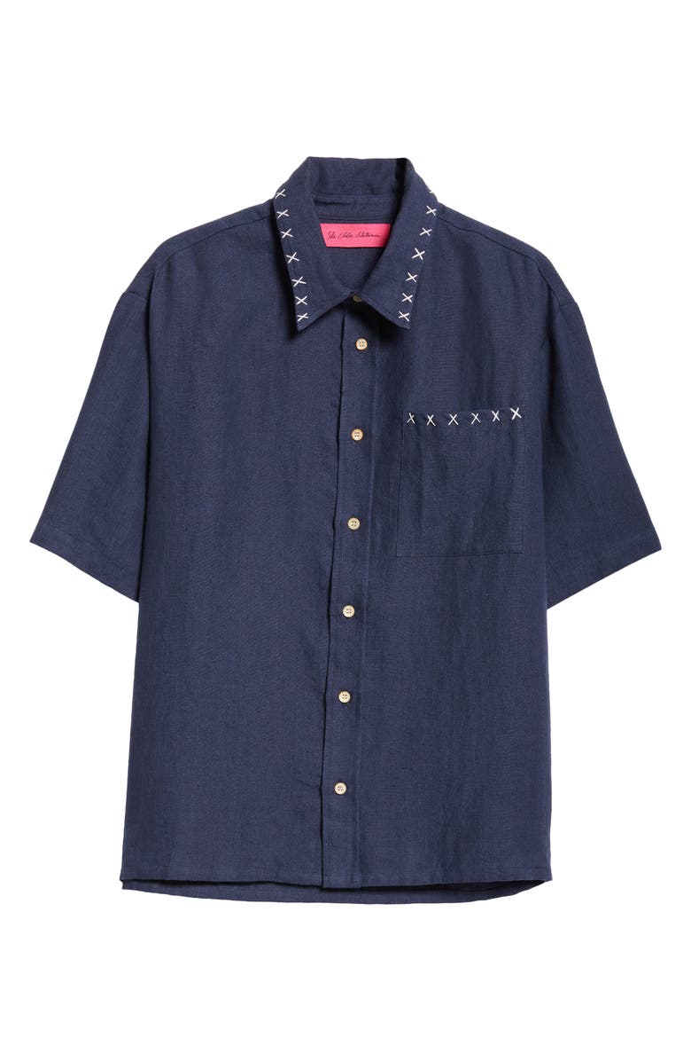 The Elder Statesman Sulfur Embroidered Cotton Shirt, Alternate, color,