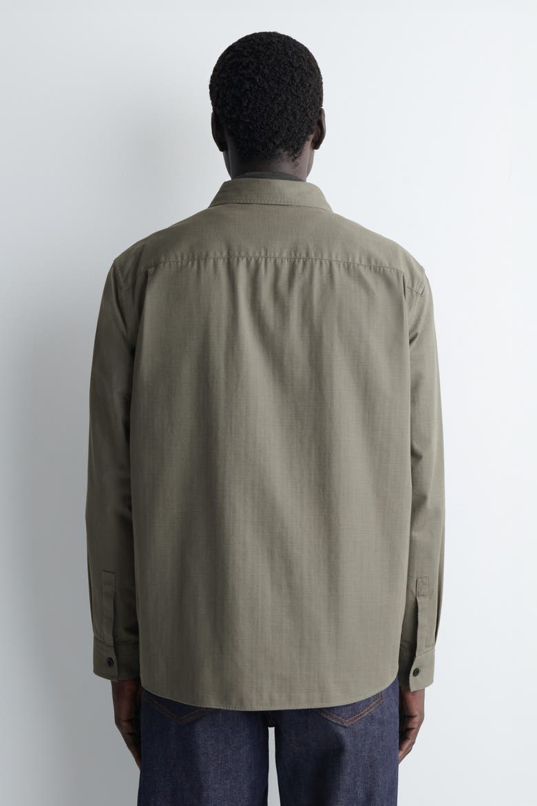 Pocket-Detail Cotton Shirt, Alternate, color, DARK KHAKI