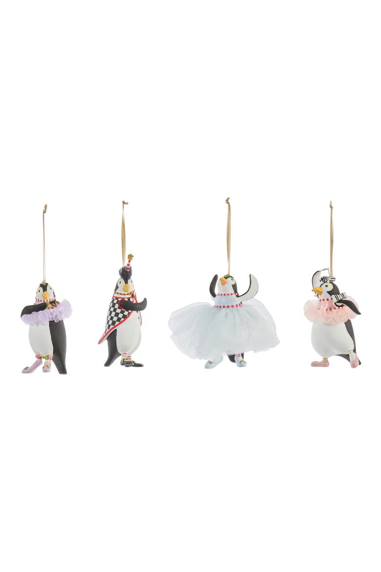 Patience Brewster Set of 4 Penguin Ornaments, Alternate, color, BLACK