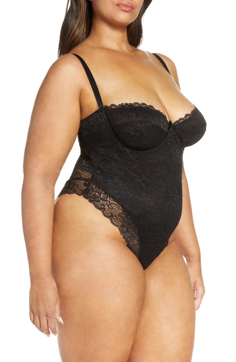Oh La La Cheri High Leg Underwire Lace Teddy, Alternate, color,