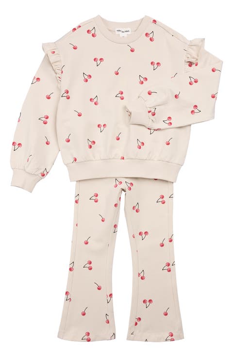 Ruffle Trim Sweatshirt & Flare Leggings Set