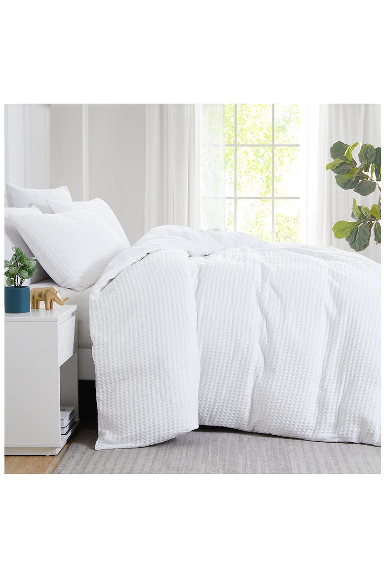 100% Cotton Waffle Duvet Cover Set, Alternate, color, WHITE
