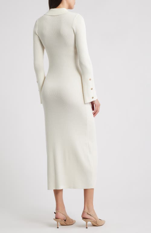 Julia Jordan Collar Long Sleeve Rib Maxi Sweater Dress In White