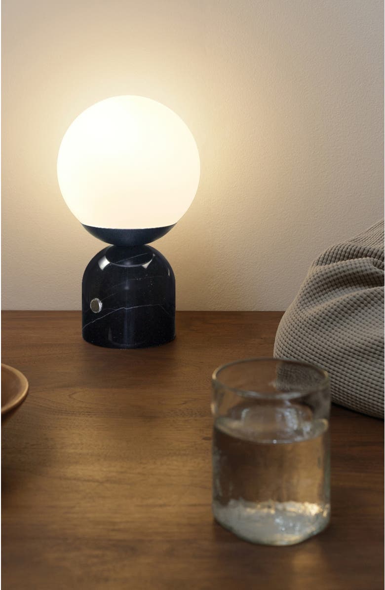 Brightech Mila 9.85" Marble LED Bedside Table Lamp with Built-In 3-Way Dimmer, Alternate, color, Classic Black