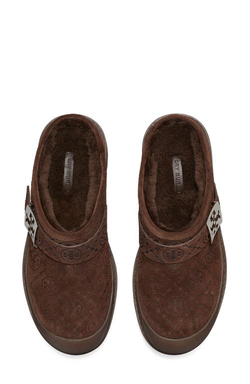 Tory Burch Mellow Genuine Shearling Lined Platform Mule In Brown