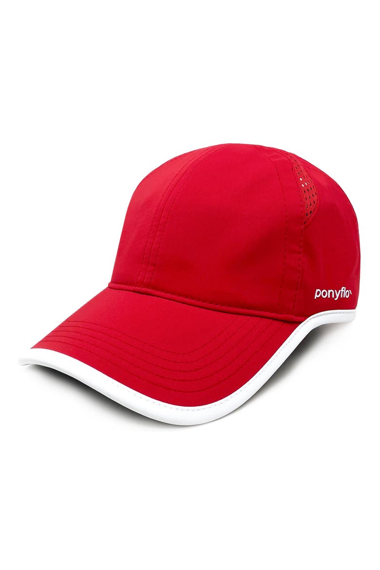Zena Water Resistant PONYFLO Cap, Main, color, RED
