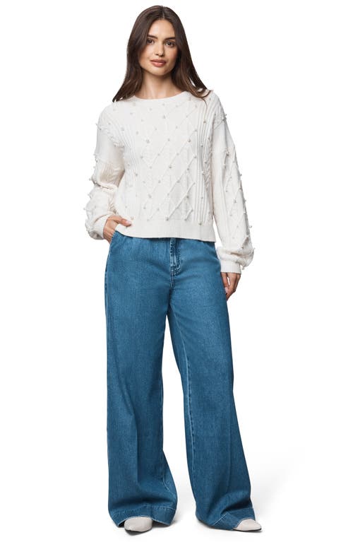 Splendid Demi Pearly Bead Sweater In White