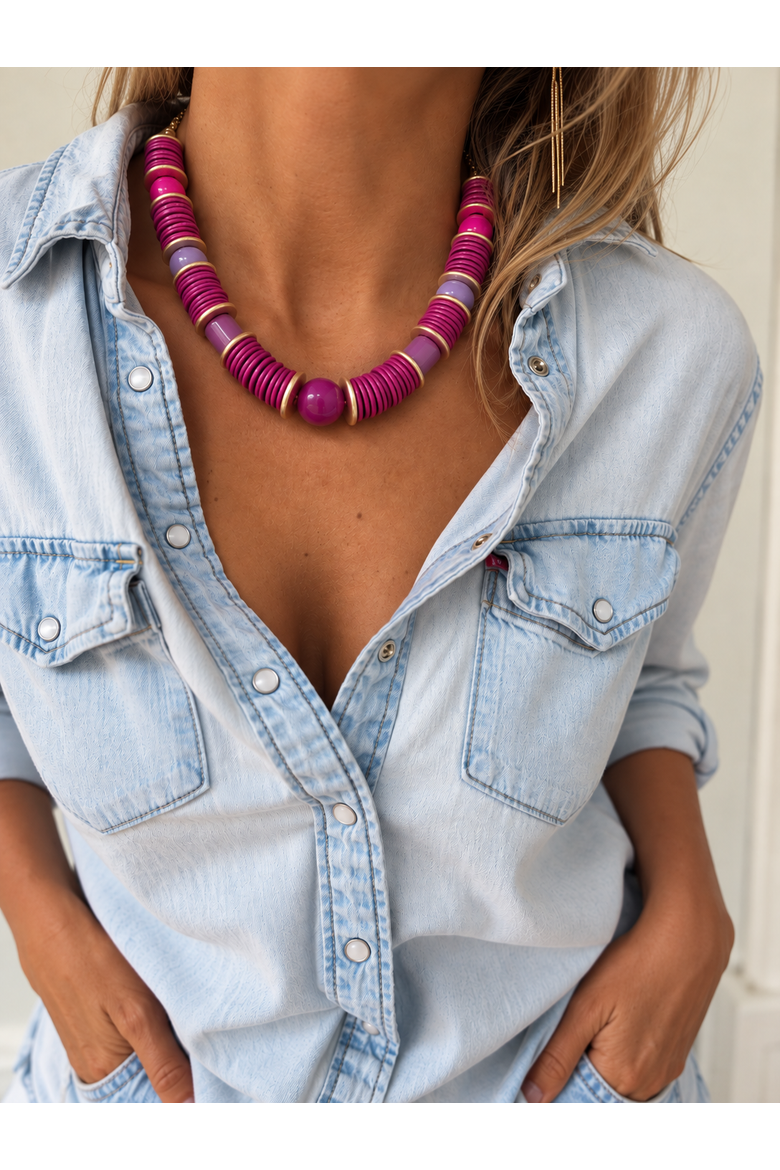 Saturday Plans Purple Beaded Necklace, Alternate, color, Pink