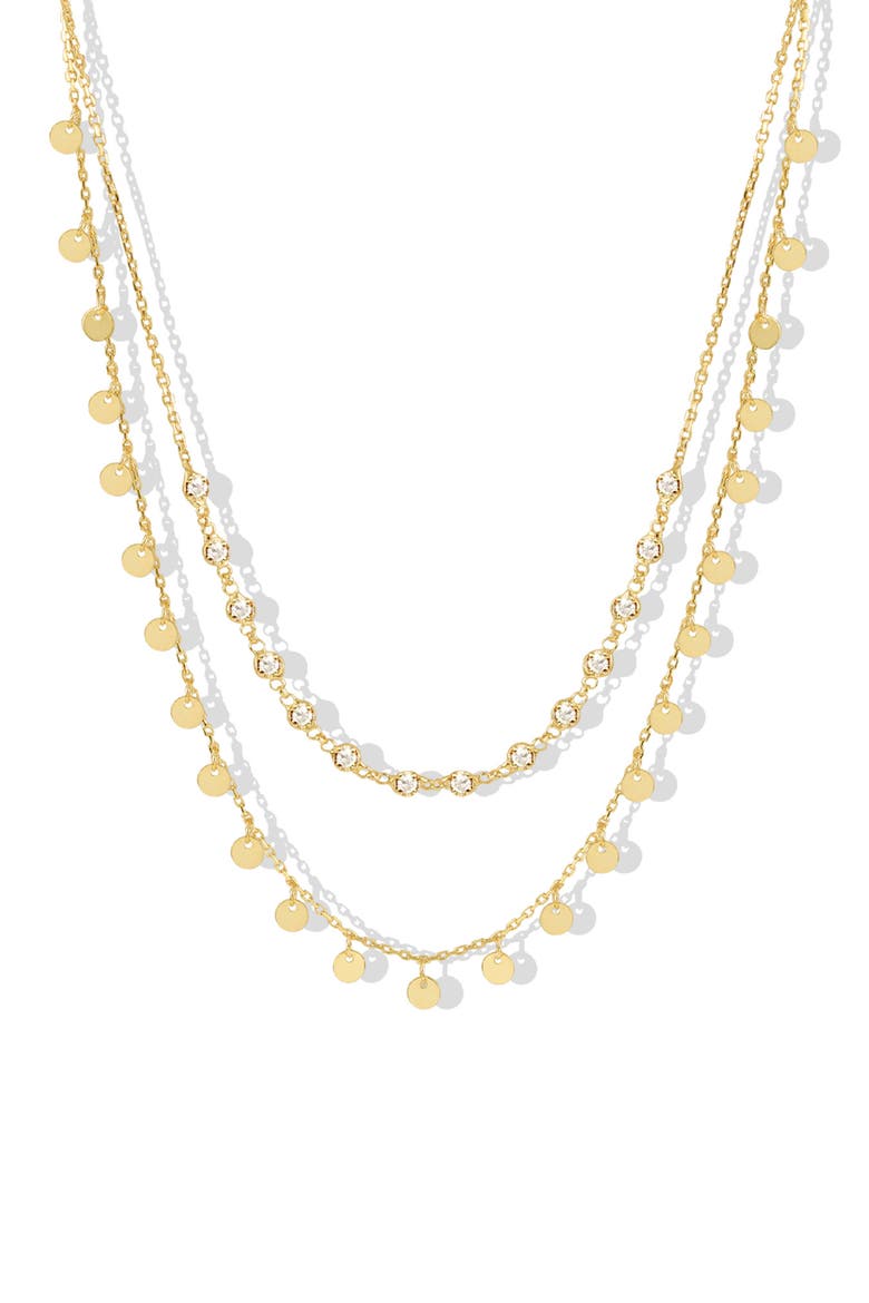 Shaker & Stone Station Layered Necklace, Alternate, color, GOLD