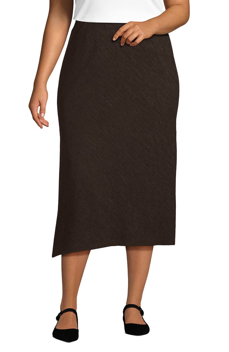 Lands' End Crinkle Midi Skirt, Main, color, Rich Coffee