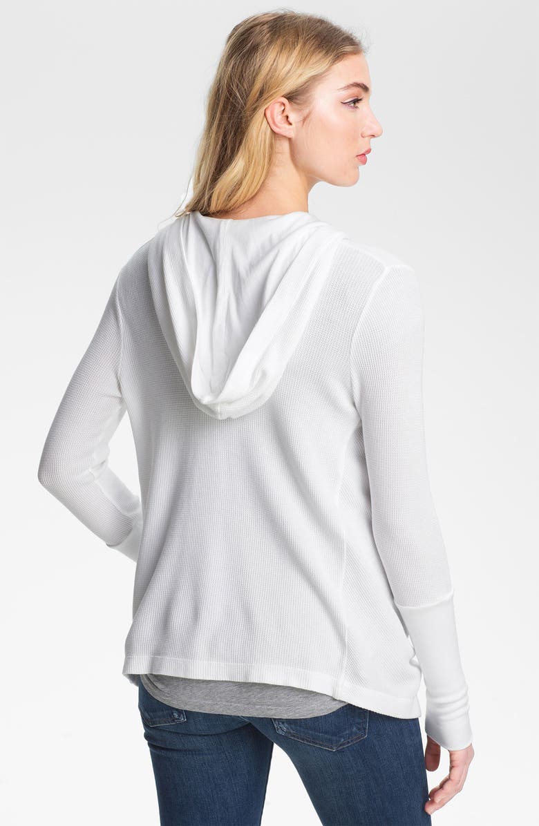 Splendid Draped Thermal Hoodie, Alternate, color, White