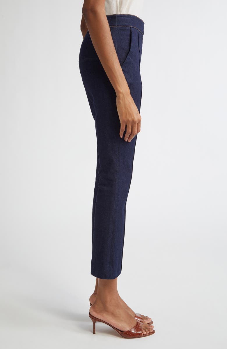 Veronica Beard Tani Pintuck Pleat High Waist Ankle Flare Jeans, Alternate, color, Dark Oxford