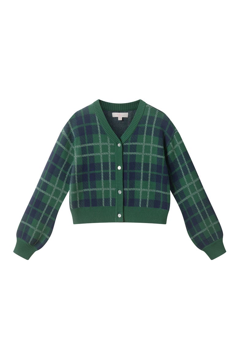 Kids' Plaid Cardigan, Main, color, GREEN PLAID