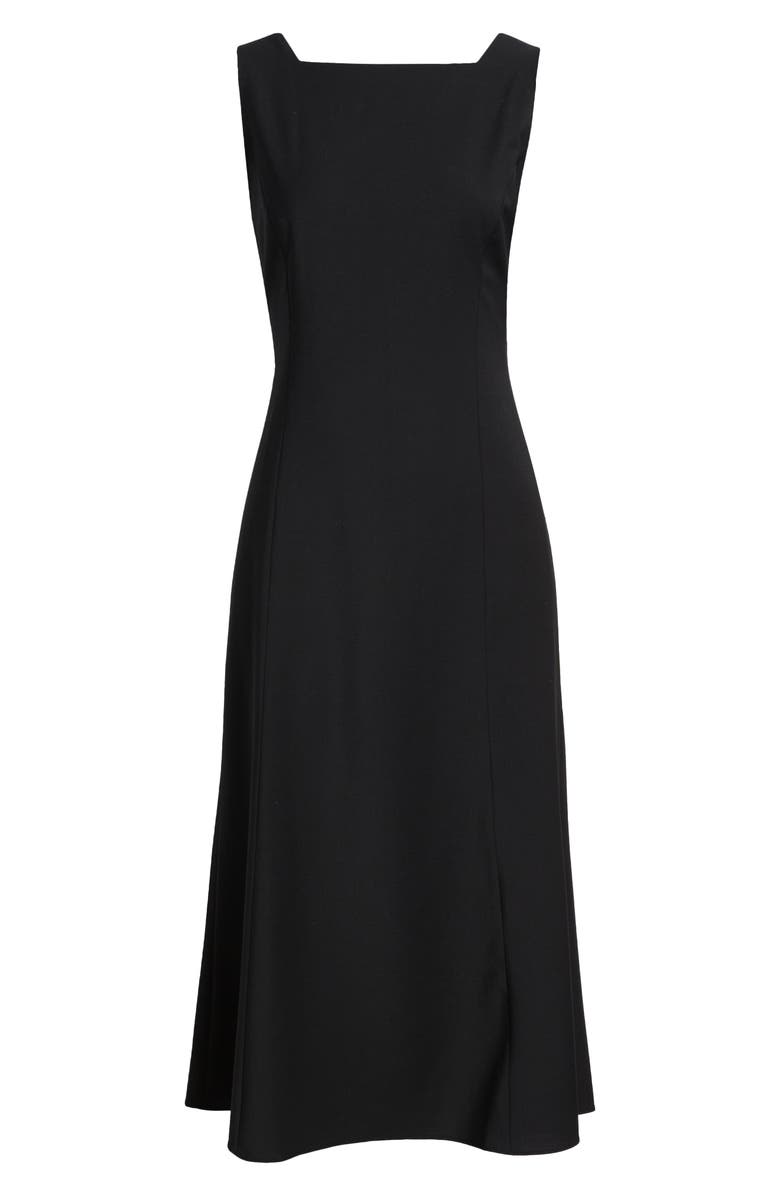 Nordstrom Square Neck Sleeveless Wool Blend Midi Dress, Alternate, color, Black