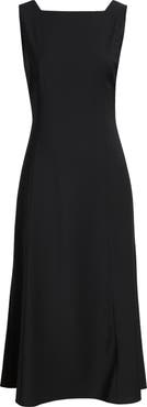 Nordstrom Square Neck Sleeveless Wool Blend Midi Dress