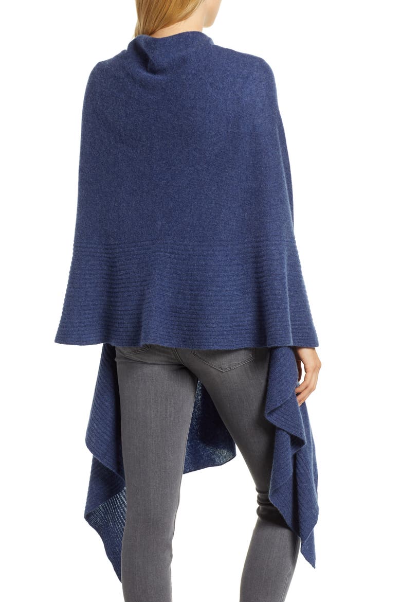 Cashmere Ruffle Wrap, Alternate, color, BLUE CAPTAIN HEATHER