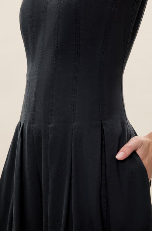 Rebecca Taylor Edith Garment Dyed Dress In Black
