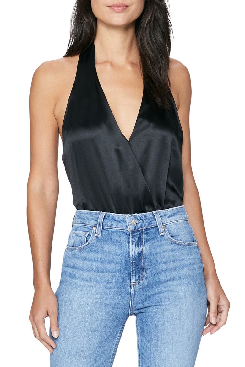 Amalita Silk Bodysuit, Main, color, BLACK