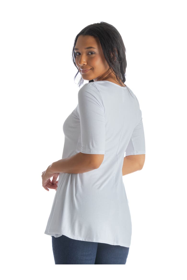 Elbow Sleeve Swing Tunic Top, Alternate, color, White
