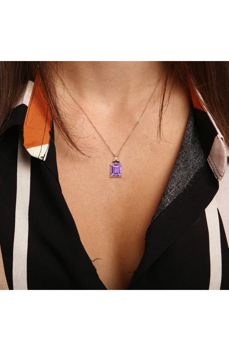DELMAR Emerald-Cut Rose de France Amethyst Earrings & Necklace Set, Alternate, color, 