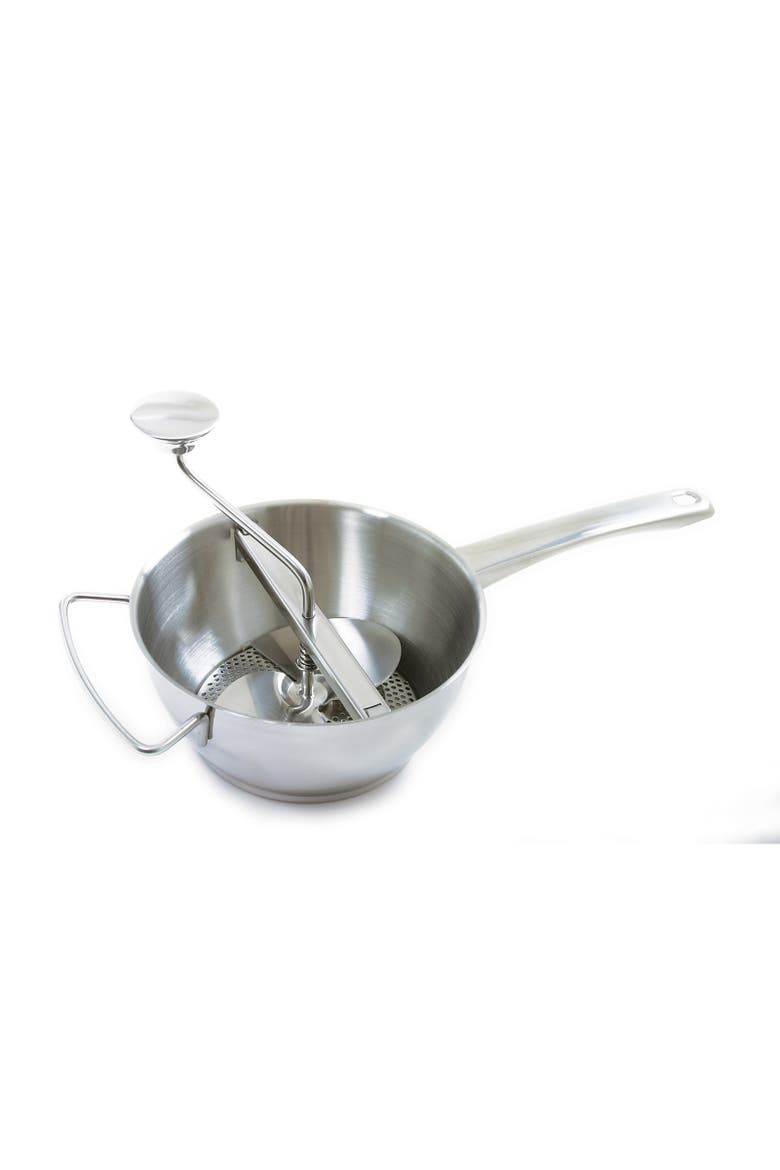 2 Quart Multi Purpose Food Mill with 2 Discs, Stainless Steel, Main, color, Silver