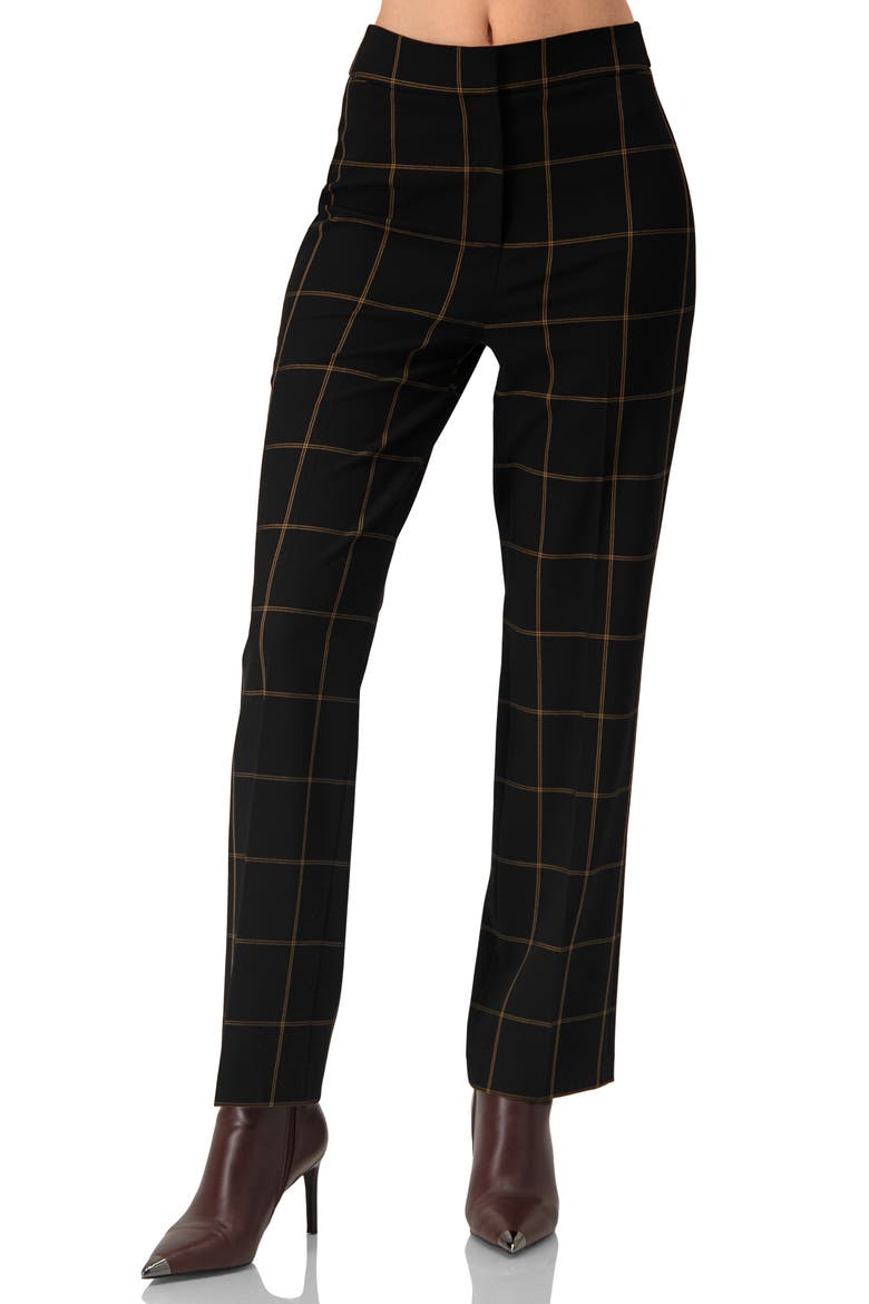 Black Tailored Straight-Leg Trousers, Main, color, Black