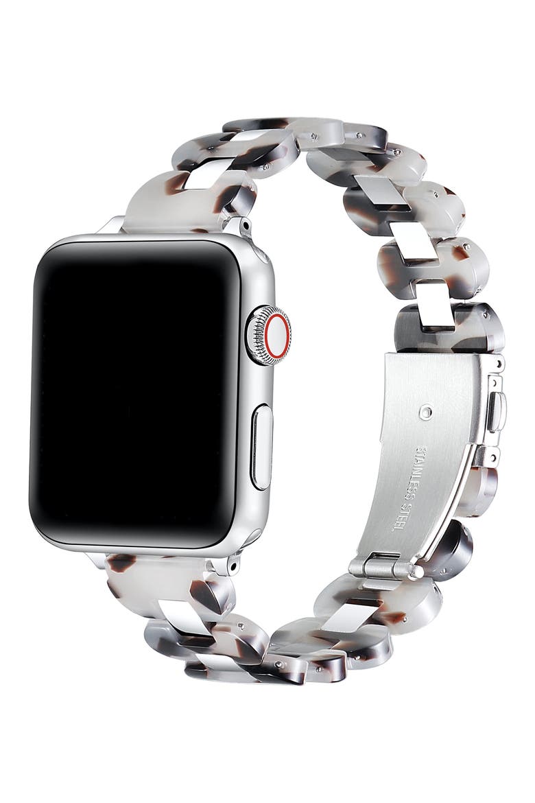 Aria Resin & Stainless Steel Apple Watch® Watchband, Alternate, color, LIGHT TORTOISE/ SILVER