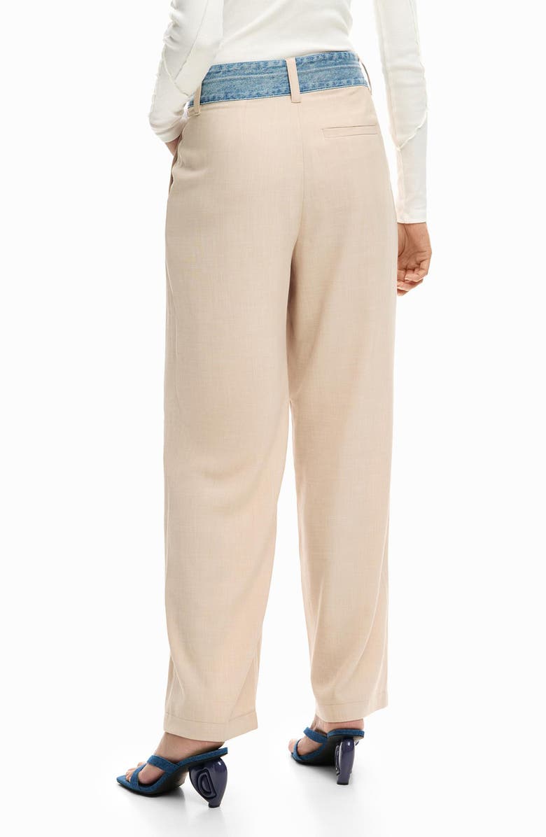 Desigual Pleat Front Wide Leg Pants, Alternate, color, Medium Beige