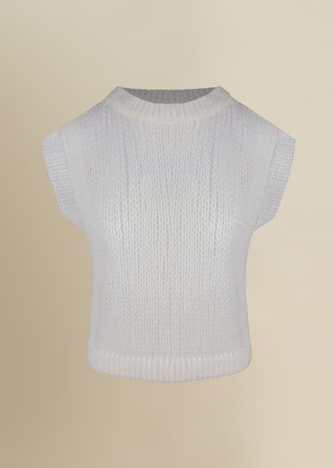 Laissez Soft Alpaca Lace-Layered Sweater Vest