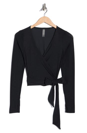 Beyond Yoga Featherweight Waist No Time Wrap Top In Black