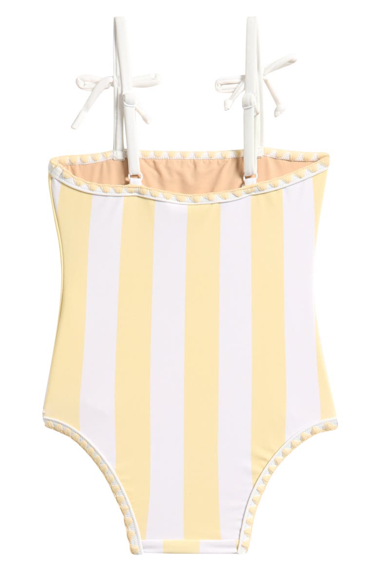 Kids' Embroidered Stripe One-Piece Swimsuit, Alternate, color, YELLOW