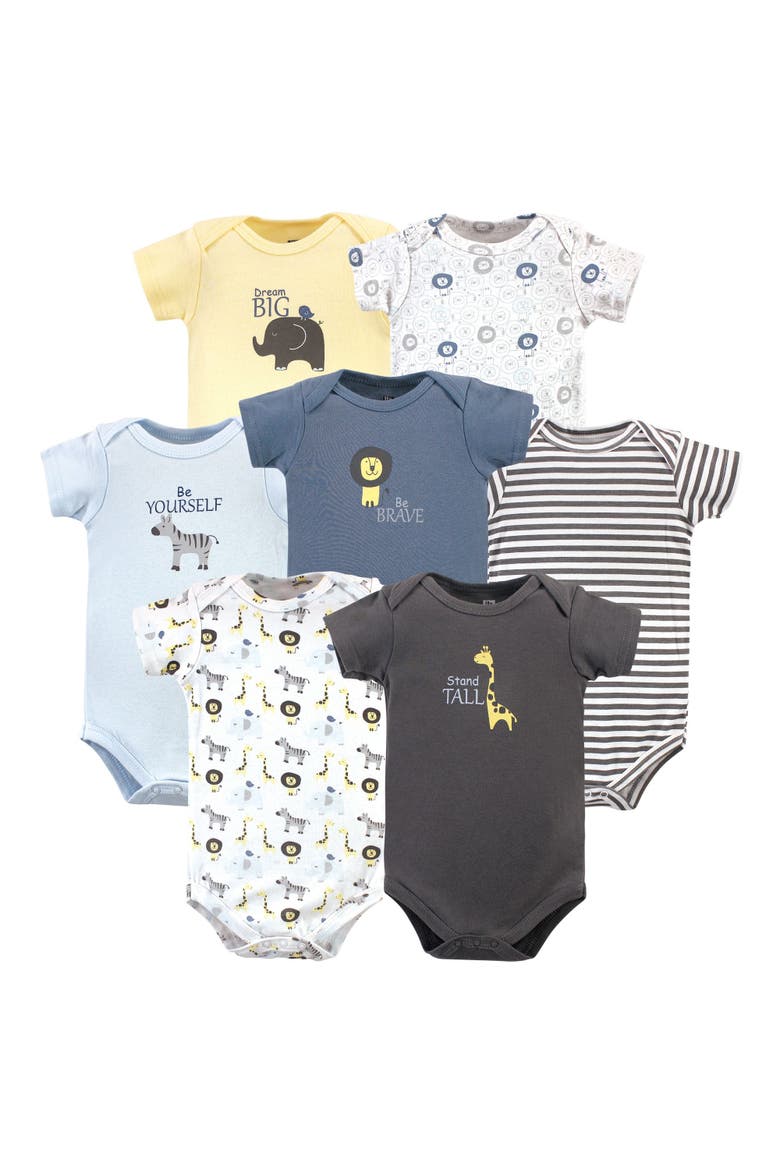 Cotton Bodysuits 7-Pack, Main, color, Safari