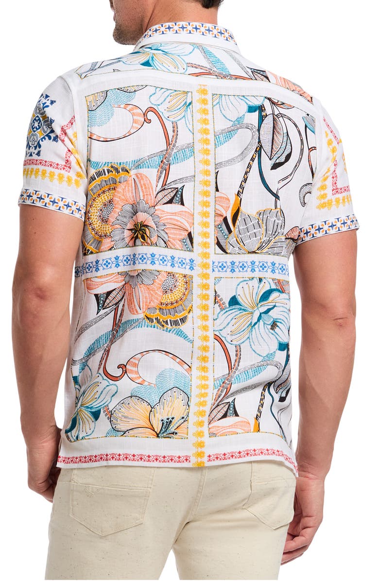 Robert Graham Manzu Tropical Short Sleeve Button-Up Shirt, Alternate, color, 