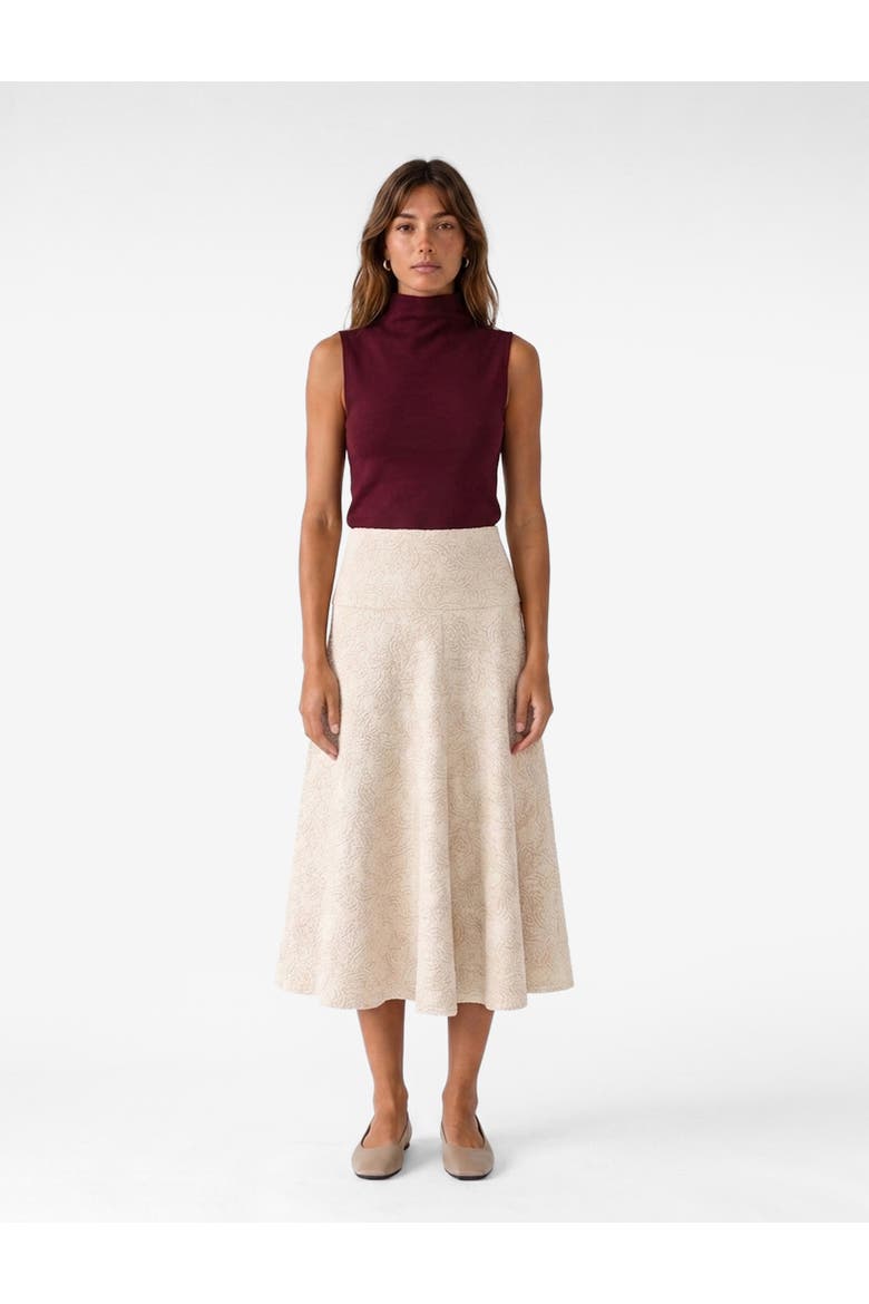 Flared Midi Skirt, Main, color, BEIGE