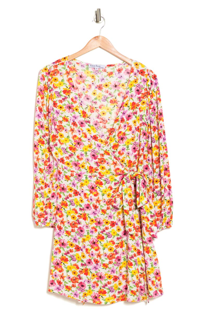 Velvet Torch Faux Wrap Long Sleeve Dress, Alternate, color, 