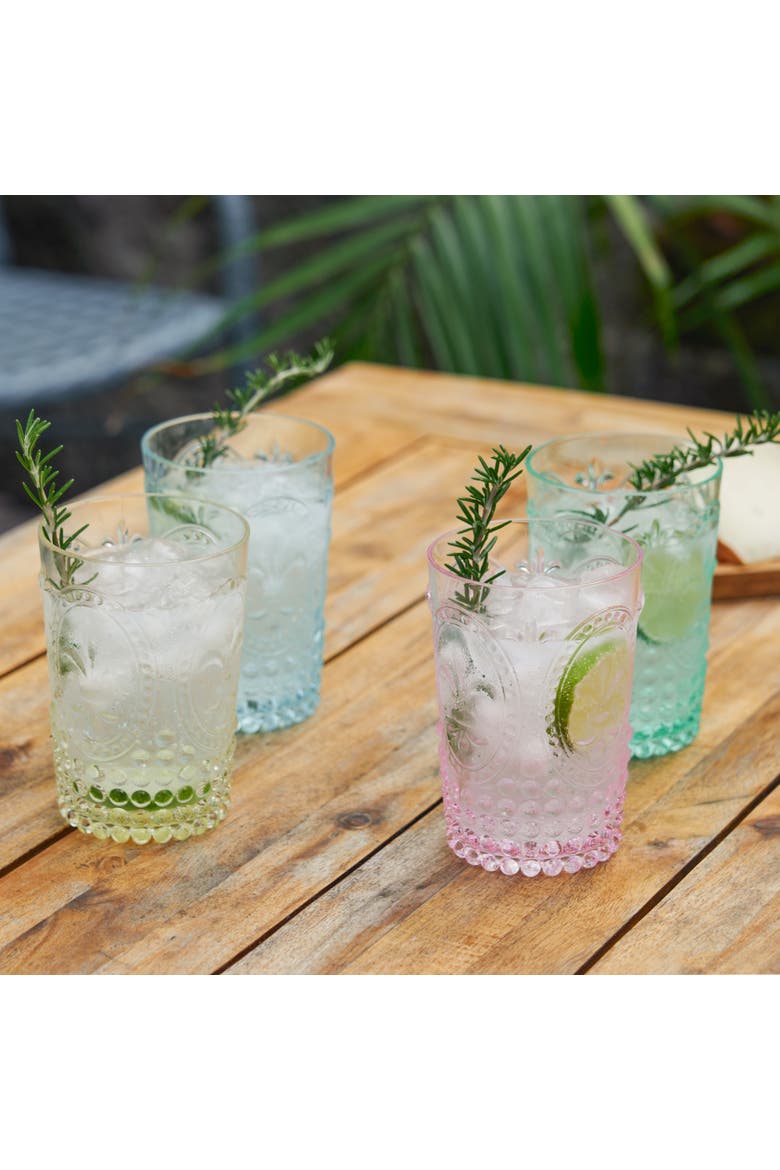 Shatterproof Acrylic Embossed Tumblers in Assorted Colors Set of 4, Alternate, color, Assorted