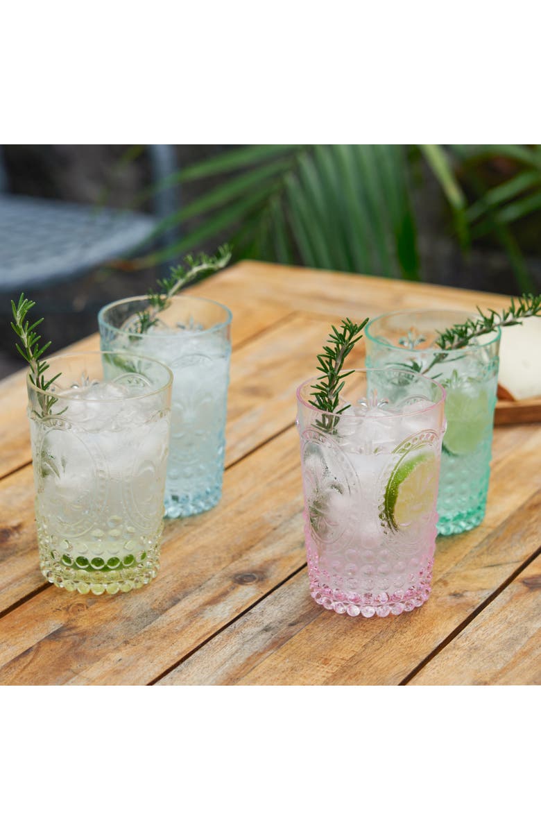 TWINE Shatterproof Acrylic Embossed Tumblers in Assorted Colors Set of 4, Alternate, color, Assorted
