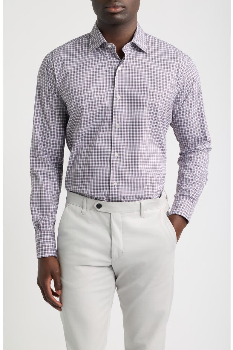 Atlas Crown Check Stretch Sport Shirt, Main, color, GRAPESEED