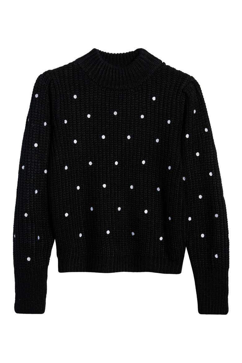 Polka Dot Sweater, Alternate, color, BLACK/ WHITE