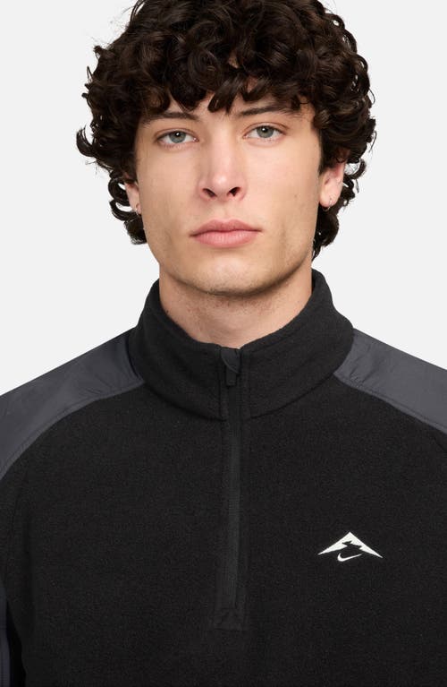 Nike Men's Trail Polartecâ® 1/4-zip Fleece Running Top In Black/anthracite