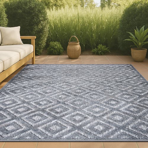 Jonathan Y Portmany Neutral Diamond Trellis Indoor/outdoor Area Rug In Gray