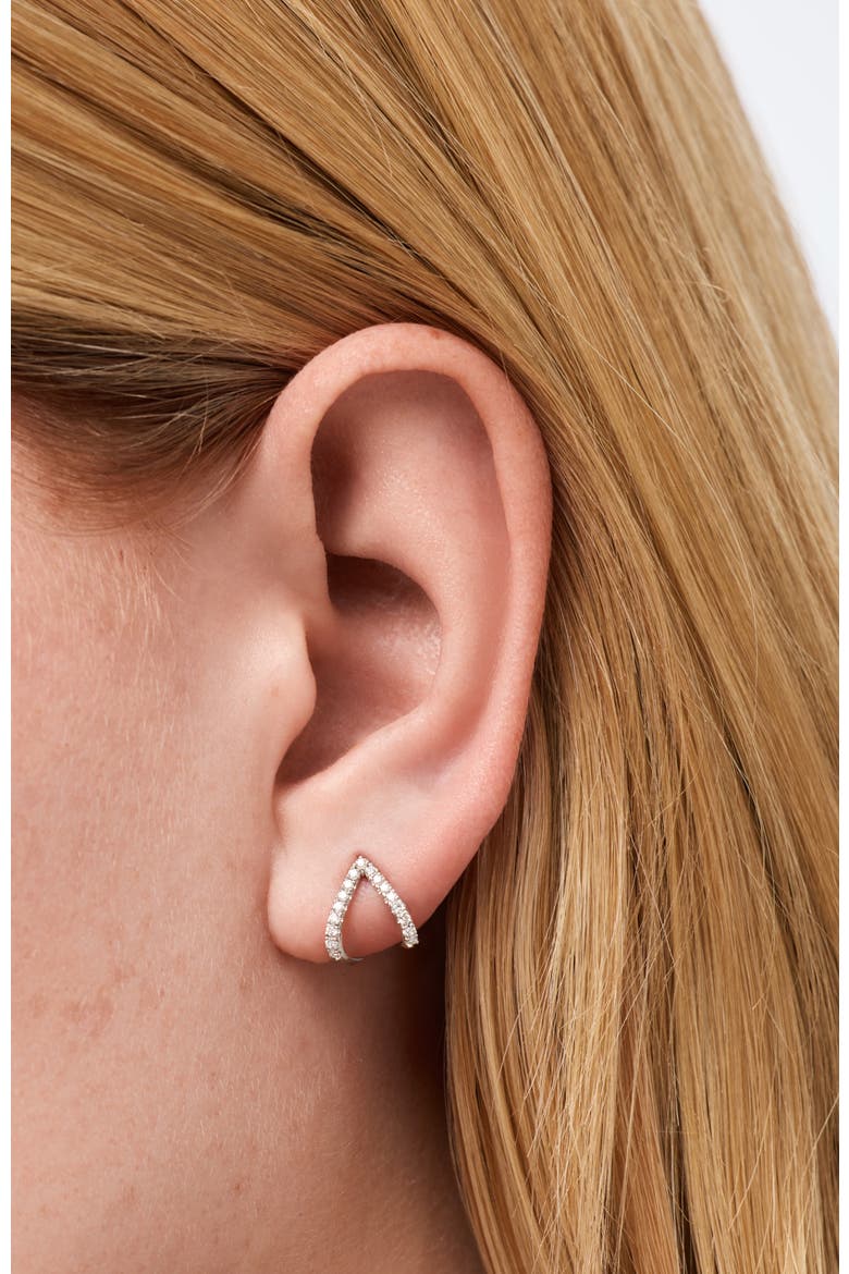 Solid White Gold - Diamond Velora Huggie Studs, Alternate, color, Silver