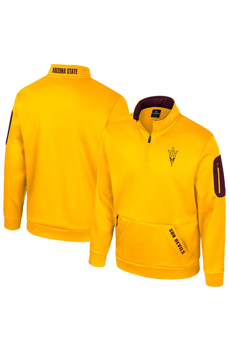 COLOSSEUM Men's Colosseum Gold Arizona State Sun Devils Mainframe Quarter-Zip Fleece Jacket, Main, color, 