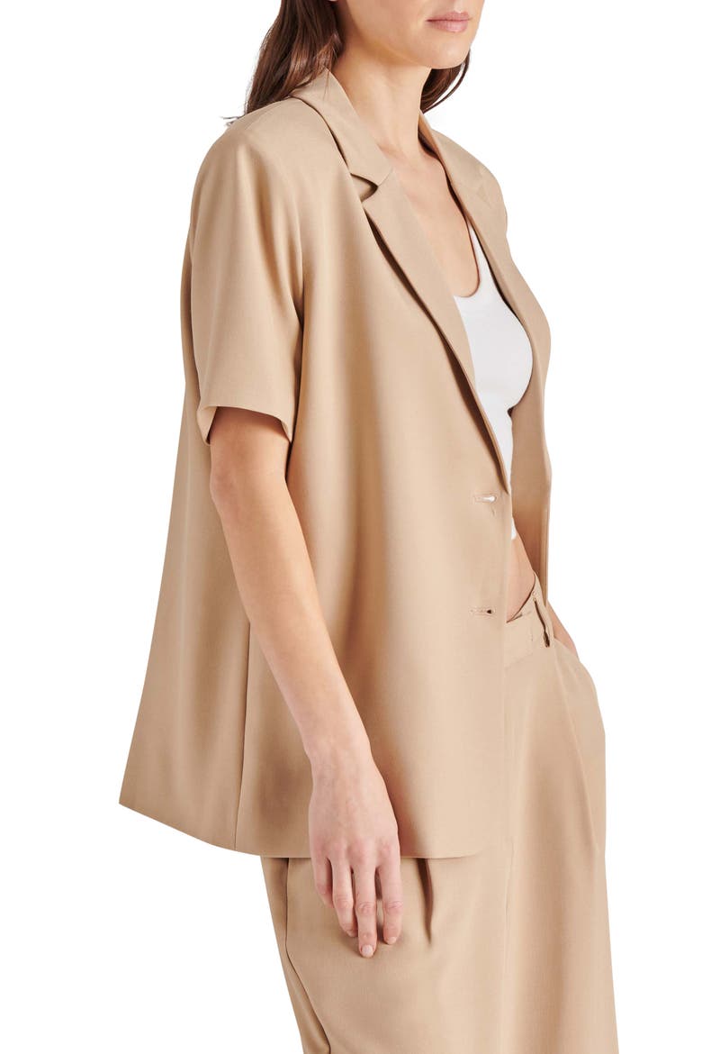 Tiara Short Sleeve Blazer, Alternate, color, KHAKI