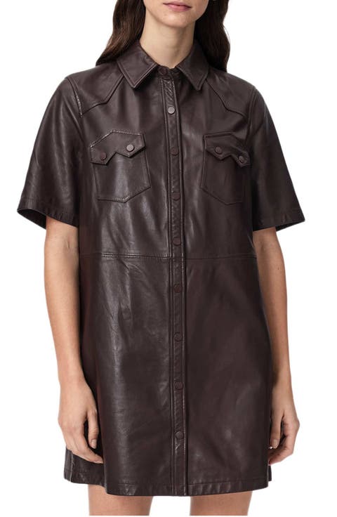 Rock Western Leather Mini Shirtdress