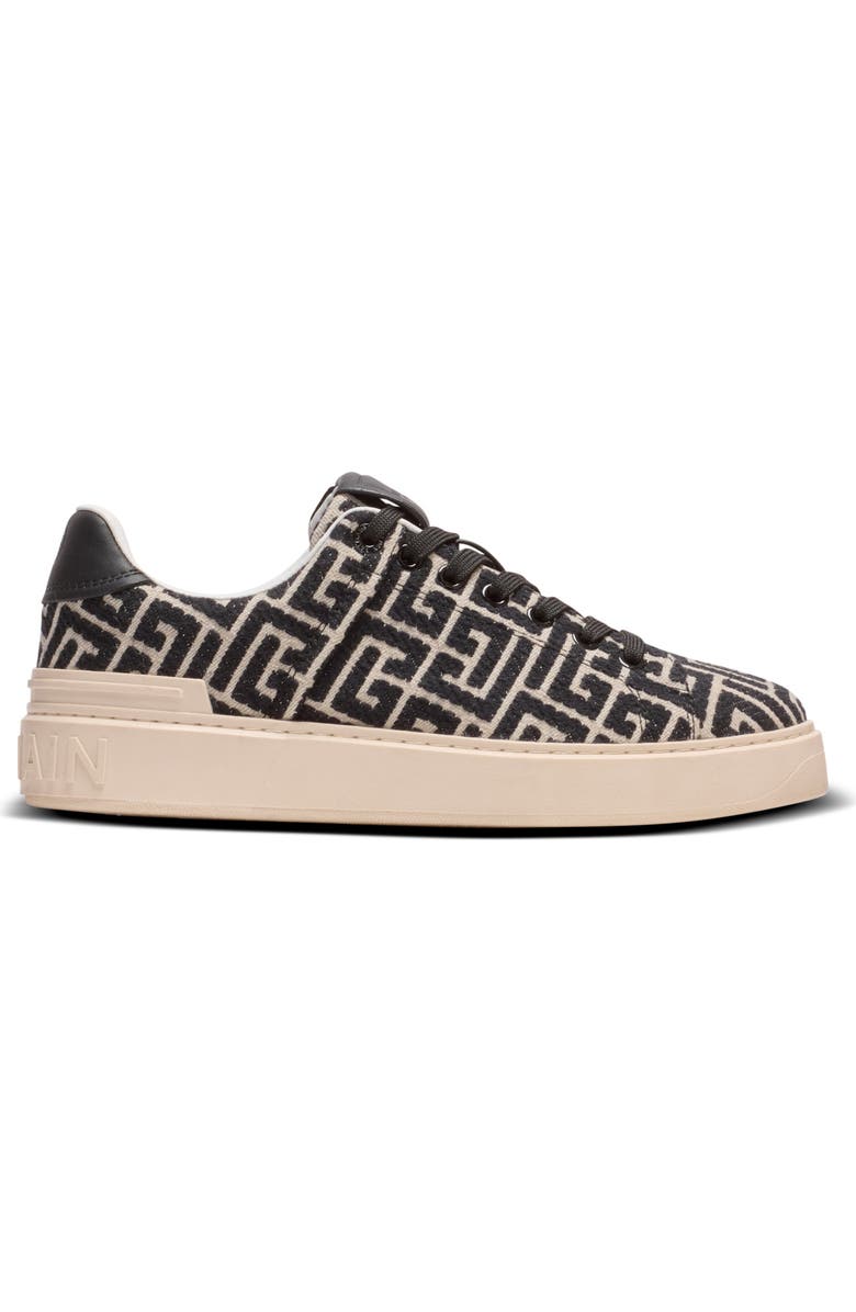 Balmain Monogram jacquard B-Court trainers, Alternate, color, Black