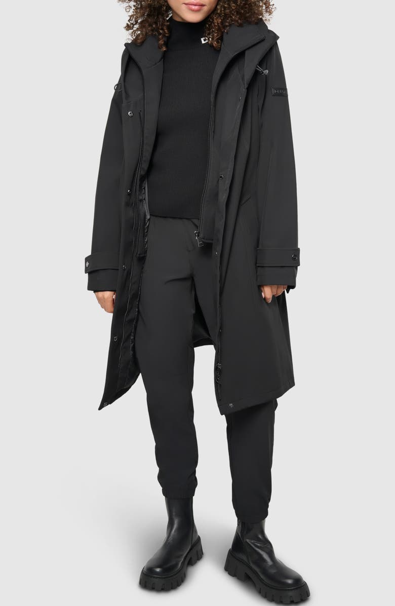 DKNY Hooded Belted Softshell Jacket with Bib, Alternate, color,