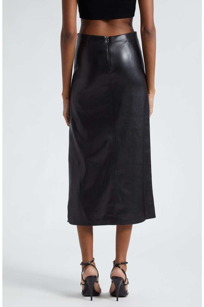 Maeve Back Slit Faux Leather Midi Skirt, Alternate, color, BLACK